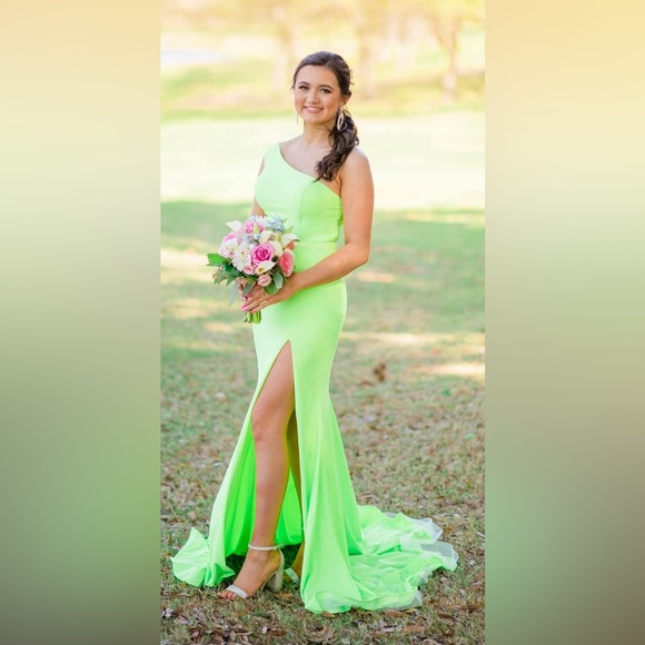 Neon Green Prom Dress - Picture 2 of 5